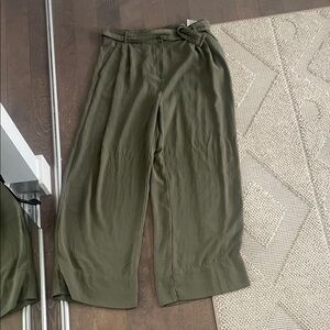 Olive Green Wide-Leg Trousers